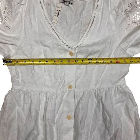 Madewell Cassie Button front Midi Dress linen - Picture 7 of 10